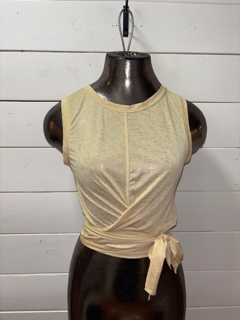Fabletics Wrap Tie Tank Top Beige Size M - Picture 3 of 9